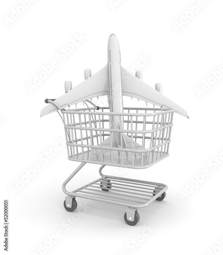 Illustration: Plane in shopping cart Plane in shopping cart