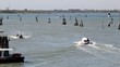 Boats cruising in the laguna of Venice