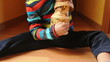 Kid playing with russian dolls