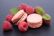 Macaroons, raspberries