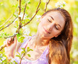 Cute girl with closed eyes outdoor