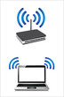 laptop connected to a wireless router