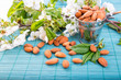 Almonds in a backet