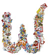 Collage made of newspaper clipping, letters, ABC 