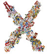 Collage made of newspaper clipping, letters, ABC 