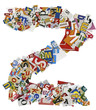 Collage made of newspaper clipping, letters, ABC 