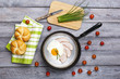 Fried egg and ham breakfast