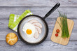 Fried egg and ham breakfast