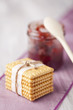 Fresh baked biscuits and red fruit jam