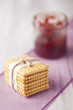 Fresh baked biscuits and red fruit jam