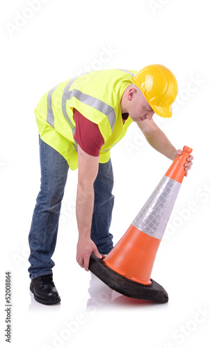 Photo: setting out traffic cone setting out traffic cone