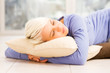 Pretty woman sleeping on the floor