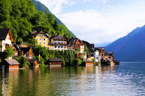 Photo: Traditional lakeside houses of the village of Hallstatt, Austria Traditional lakeside houses of the village of Hallstatt, Austria