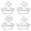 Children washing in a bath, outline