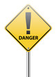Danger traffic sign on white