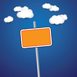 Vector illustration of empty bill board with background blue sky