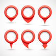 Vector: Set of red circle pointers Set of red circle pointers