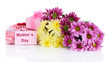 Bouquet of beautiful chrysanthemums isolated on white