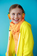 Young girl with headphones listening music