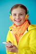 Young girl with headphones listening music
