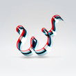 Fantasy plastic 3d glowing ribbon typeface