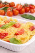 pasta with cheese, tomato and basil