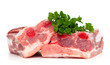 piece of pork ribs and marjoram herb