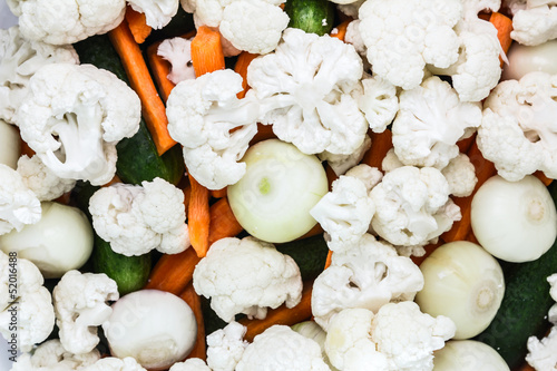 Photo: Chopped Cauliflower on vegetables Chopped Cauliflower on vegetables