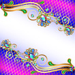 background with precious stones, gold pattern and the grid