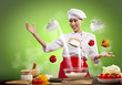 Photo: Asian female cooking with magic Asian female cooking with magic