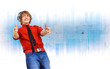 Happy smiling young man dancing
