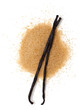 Photo: vanilla beans and brown vanilla sugar isolated on white backgrou vanilla beans and brown vanilla sugar isolated on white backgrou