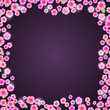 Vector: Romantic Pink Floral Frame on Dark Purple Background Romantic Pink Floral Frame on Dark Purple Background