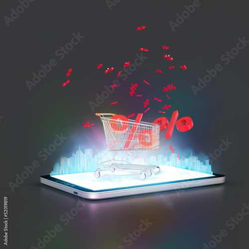 Photo: Tablet PC Online Einkauf Konzept 3D Tablet PC Online Einkauf Konzept 3D