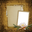 Vintage postcard for invitation with bunch of water lily