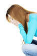 Sad depressed woman portrait
