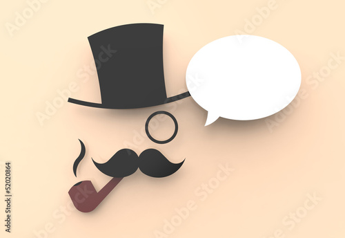 Illustration: A wise man with top hat and pipe and a speech balloon. A wise man with top hat and pipe and a speech balloon.