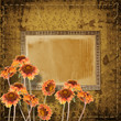 Vintage postcard for invitation with bunch of asters