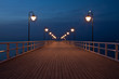 Sunrise on the pier at the seaside, Gdynia Orlowo, Poland.