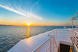 Sunset from ship at Mediterranean Sea during tour in Greece to G