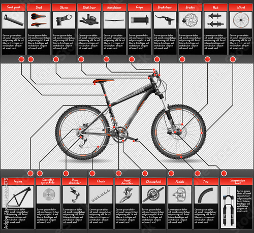 Vector: High-detailed hardtail MTB scheme High-detailed hardtail MTB scheme