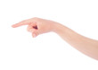 Photo: Woman hand touching virtual screen. Isolated on white. Woman hand touching virtual screen. Isolated on white.