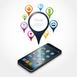 Vector: smartphone, logo, cloud, géolocalisation smartphone, logo, cloud, géolocalisation