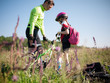 father and daughter outdoors