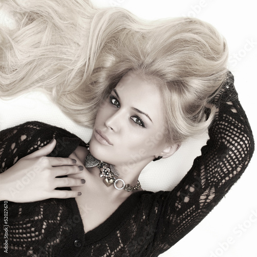 Photo: Beautiful sexy passion blond woman. white background Beautiful sexy passion blond woman. white background