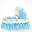 Ilustración: Baby in blue cradle isolated on white background Baby in blue cradle isolated on white background