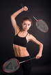 Photo: Beautiful girl with a rackets in hands Beautiful girl with a rackets in hands