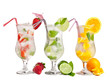 Fresh summer cocktails, isolated on white background