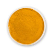 Heap ground turmeric isolated on white background
