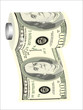 A toilet paper roll of hundred dollar bills